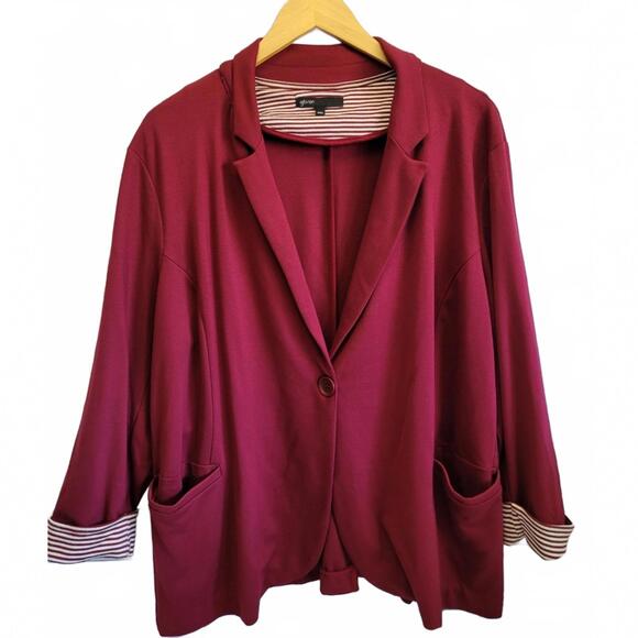 GIBSON Women’s Jersey Knit Blazer One Button Front Closure Pockets Long Sleeve - Picture 1 of 6